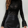 Mock Neck Long Sleeve Lace Top