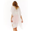 DIONA J SOLID PLEATED KIMONO CARDIGAN ONE SIZE COLOR WHITE