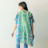 DIONA J IMPRESSIONIST ABSTRACT PRINT KIMONO ONE SIZE COLOR GREEN