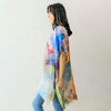 DIONA J ABSRACT WATERCOLOR PRINT KIMONO ONE SIZE COLOR YELLOW
