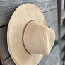 Faux suede wide brim panama hat with braided band