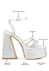 Lustrous Mirror Embellished Flare Heel Sandals