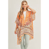 DIONA J BOHO PRINT KIMONO CARDIGAN ONE SIZE COLOR ORANGE