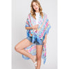 DIONA J WATERCOLOR BOHO GEOMETRIC PRINT KIMONO ONE SIZE COLOR BLUE