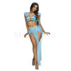 Exotic Blue Princess Stylish Halloween Cosplay Women's Costume Set Size S/M