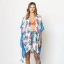 DIONA J PALM LEAF PRINT KIMONO ONE SIZE COLOR BLUE