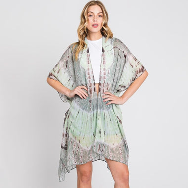 DIONA J TIE DYE PRINT KIMONO CARDIGAN ONE SIZE COLOR OLIVE