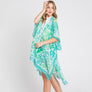 DIONA J WATERCOLOR GEOMETRIC PRINT KIMONO CARDIGAN ONE SIZE COLOR GREEN