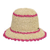 CC PAPER STRAW HAND CROCHET CLOTHE BUCKET HAT WITH SCALLOP EDGE DETAILS IVORY