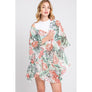 DIONA J FLOWER PATTERN FRILL KIMONO ONE SIZE MULTICOLOR
