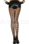 Satin bow backseam fishnet pantyhose