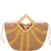 DIONA J TWO TONE STRAW DRAWSTRING TOTE BAG COLOR GOLD