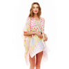 DIONA J MULTI PRINTED SILK KIMONO ONE SIZE COLOR RED