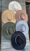 Wide brim panama hat in vegan felt with Jacquard t