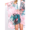 DIONA J WATERCOLOR MIX PRINT KIMONO CARDIGAN COLOR GREEN