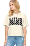 Diona J MAMA CHeckered Mother's Day Graphic Tees Relaxed Crop Top