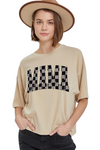 Diona J MAMA CHeckered Mother's Day Graphic Tees Relaxed Crop Top