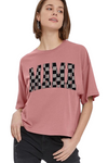 Diona J MAMA CHeckered Mother's Day Graphic Tees Relaxed Crop Top