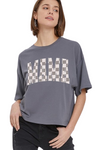 Diona J MAMA CHeckered Mother's Day Graphic Tees Relaxed Crop Top