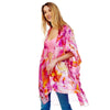 DIONA J FLORAL PRINTED SILKY KIMONO ONE SIZE COLOR PINK