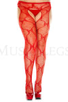 Plus size bow lace suspender pantyhose