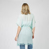 DIONA J PEARL DECO TRIM KIMONO W/DRAW STRIN ONE SIZE COLOR MINT