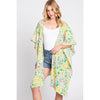 DIONA J FRONT ROPE FLOWER PRINT KIMONO ONE SIZE COLOR GREEN
