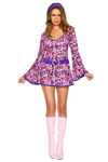 Music Legs Floral Gogo Dress with Flared Bell Sleeves main image
