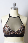 Plus Size Leopard Print High Neck Mesh Bralette