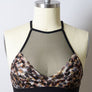 Plus Size Leopard Print High Neck Mesh Bralette