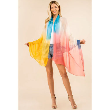 DIONA J FASHION MESH MULTI COLOR COVER UP KIMONO SHAWL ONE SIZE COLOR WHITE