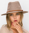 Vegan suede fedora with braided trim