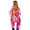 DIONA J FLORAL PRINTED SILKY KIMONO ONE SIZE COLOR PINK