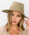 Vegan suede fedora with braided trim