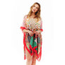DIONA J MULTI PRINTED SILK KIMONO ONE SIZE COLOR RED