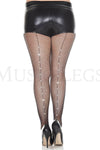 Plus size rhinestone backseam pantyhose