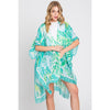 DIONA J WATERCOLOR GEOMETRIC PRINT KIMONO CARDIGAN ONE SIZE COLOR GREEN