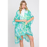 DIONA J WATERCOLOR GEOMETRIC PRINT KIMONO CARDIGAN ONE SIZE COLOR GREEN