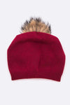 Raccoon Fur PomPom Pre-Sewed Slouchy Beanie