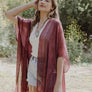 Pencil Stripe Lurex Trim Kimono