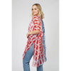 DIONA J AMERICAN FLAG PRINT KIMONO CARDIGAN ONE SIZE COLOR BLUE AND RED