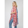 DIONA J AMERICAN FLAG PRINT KIMONO CARDIGAN ONE SIZE COLOR BLUE AND RED