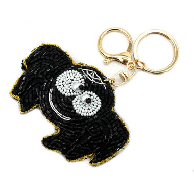 Seed Bead Halloween Spider Keychain