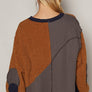 POL Color Block Half Zip Dropped Shoulder Sweatshirt