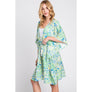 DIONA J FRONT ROPE FLOWER PRINT KIMONO ONE SIZE COLOR YELLOW