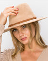 Vegan suede fedora with braided trim