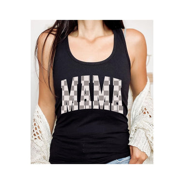 Diona J MAMA Checkered Mother Day Graphic Racerback Tank Top Color Black Size XL