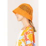 DIONA J SOLID STRAW BUCKET HAT ONE SIZE COLOR ORANGE