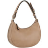 DIONA J WOMEN'S FASHION TRENDY CURVED ROUND ZIPPER SHOULDER BAG COLOR TAUPE