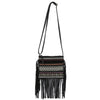 DIONA J WOMEN'S FASHION FRINGE BOHO CROSSBODY BAG COLOR BLACK